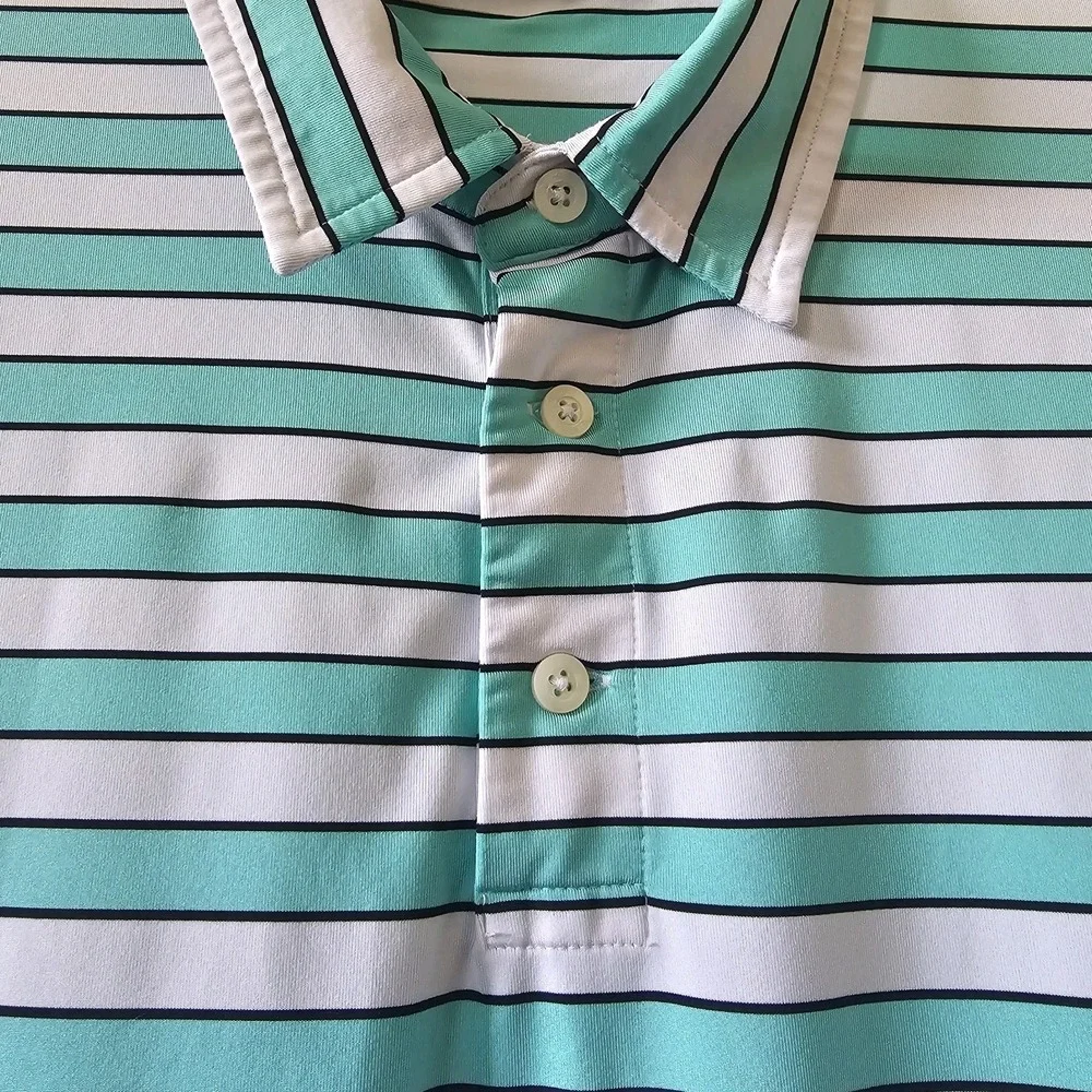 Ralph Lauren RLX Polo Shirt Mens Size XL Stripes Green Golf Vacation Comfortable
